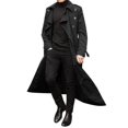 thumbnail image 1 of Hombres Trench Coat Doble botonadura Solapa Cortavientos Hombre Chaqueta larga Prendas de abrigo ABlackS, 1 of 2
