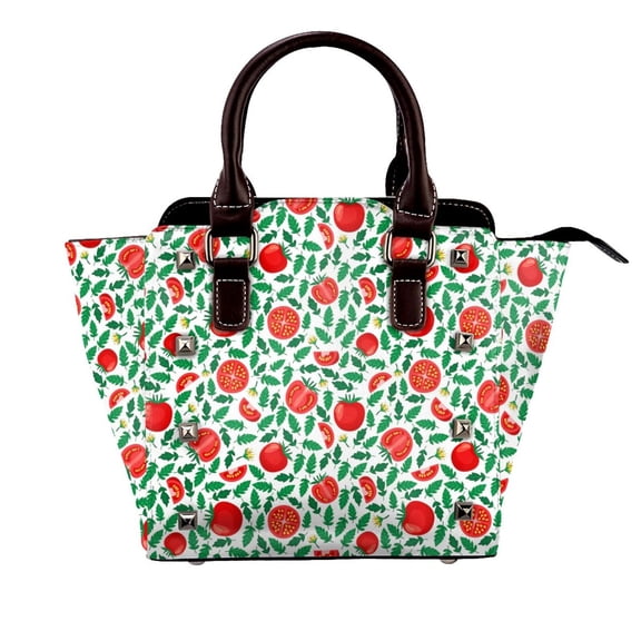 Tomato Pattern Rivet Fashion One-Shoulder Women's Handbag Tote Bag