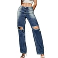 thumbnail image 1 of Gibobby Jeans dama cintura alta Pantalones vaqueros de mujer elásticos rasgados sueltos de pierna recta pantalones de mezclilla(Azul oscuro,XL), 1 of 4