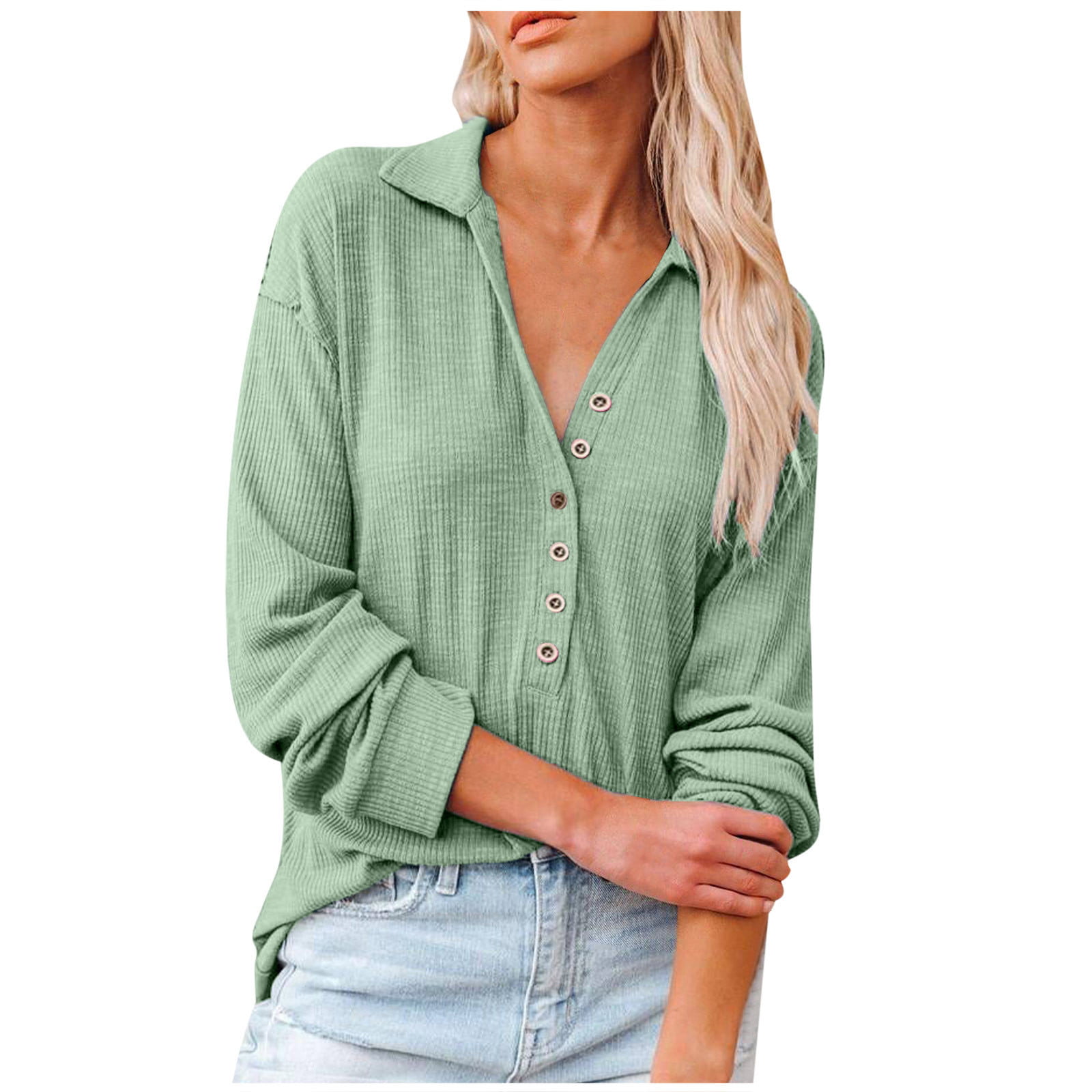 Scyoekwg Fall Comfy Long Sleeve Tops for Womens Tunic Tops Classic Solid  Color Casual Loose Fit Blouses Comfy Lightweight Autumn V Neck 2022 Fashion