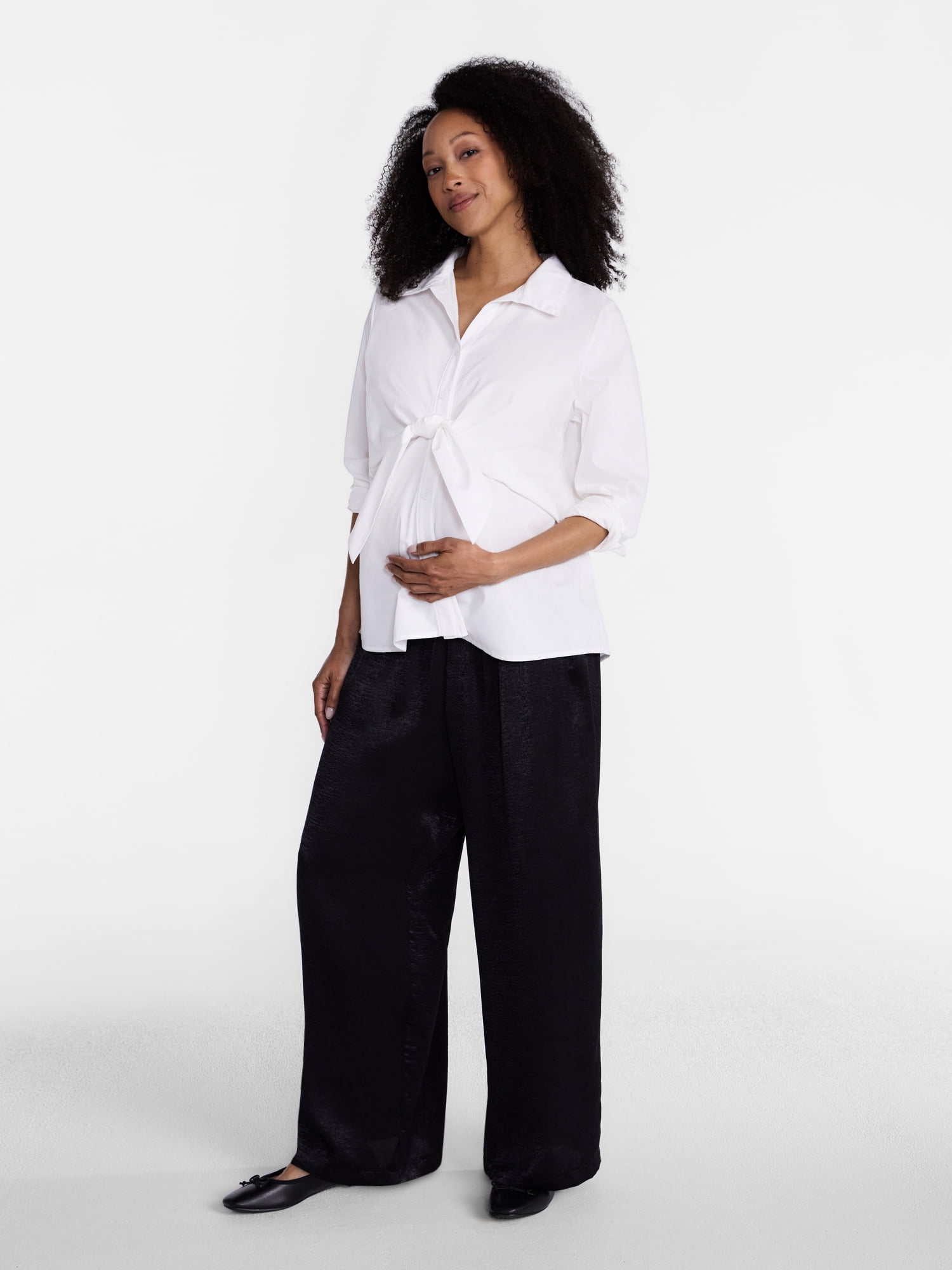 Ingrid & Isabel For Every Belly Women’s Maternity Tie Front Cotton Shirt, Sizes S-XXL