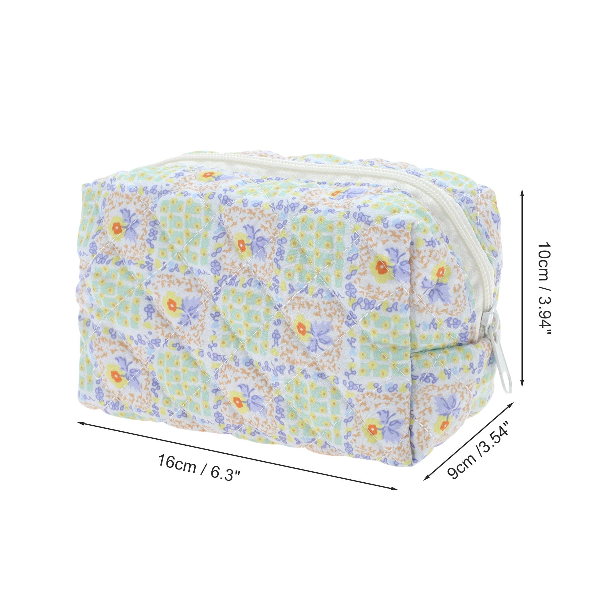 Unique Bargains Floral Quilting Makeup Bag Green 1 Pc for Travel and Storage