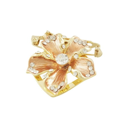 Style Apricot - Unique Bargains Women Costume Flower Style Pin Brooch Gold Tone Apricot