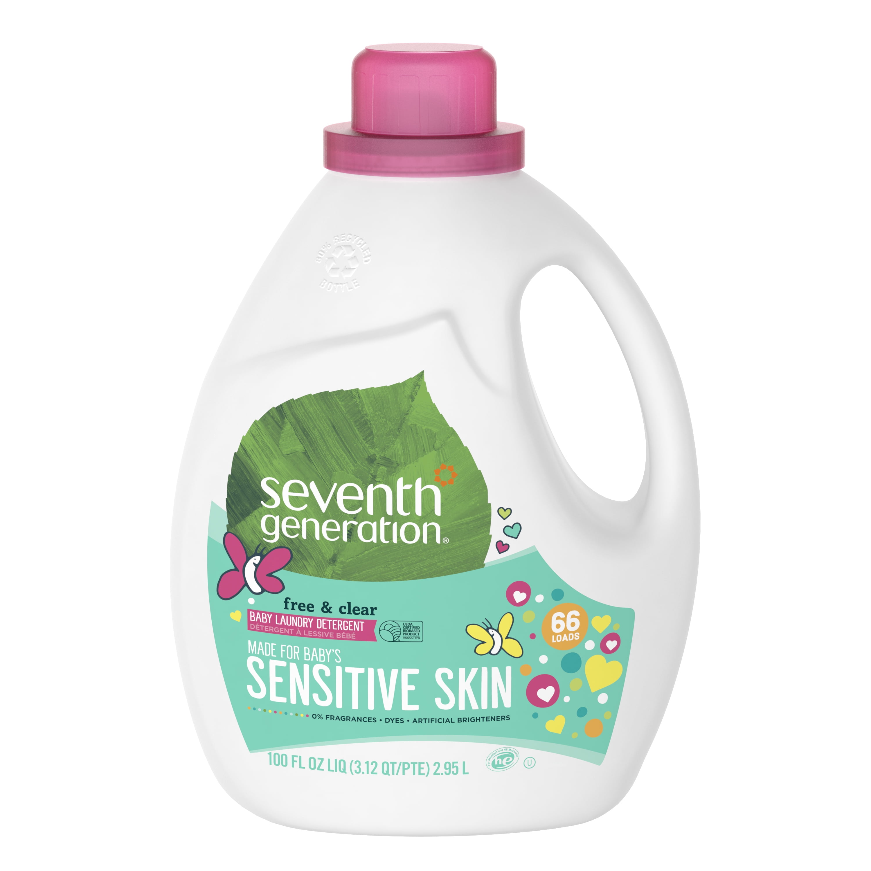 Seventh Generation Free Clear Baby Liquid Laundry Detergent Fragrance Free 66 Loads 100 Oz Walmart Com
