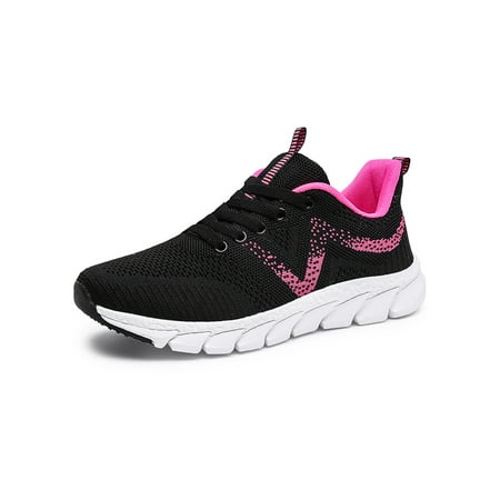 

Zodanni Women Athletic Shoes Gym Sneakers Mesh Running Shoe Hiking Flats Outdoor Breathable Sports Trainers Black and Red 7