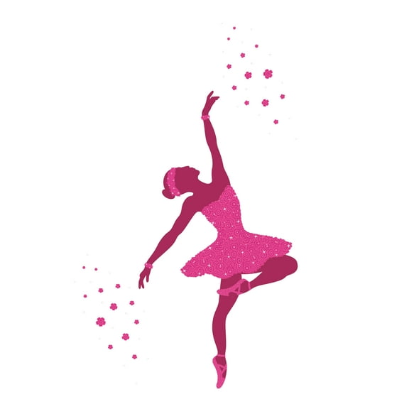 BALLERINA - Vinyl Home Living Room Ballet Dancing Basic Step Decal Sticker Pink Floral Tutu Dress Outfit Design Adhesive Wall Decal - Kids Girls Bedroom Ballerina Wall Decoration 6" x 10"