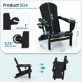 thumbnail image 3 of JONPONY Folding Adirondack Chair - HDPE All-Weather Outdoor Chairs, Patio Chairs Outdoor Wood Like Adirondack Chair for Backyard, Camping, Pool & Fire Pit,Black, 3 of 10