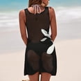 thumbnail image 4 of Women's Beach Cover Up Skirt Hollowed Out Knitted Bikini Swimsuit Sun Dress for Resort Vacation Pool,Black,L, 4 of 4