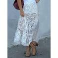 thumbnail image 3 of Biezeib Women's Summer Lace Skirt Elastic Waist Mesh Sheer A-Line Long Skirts with Lined, 3 of 6