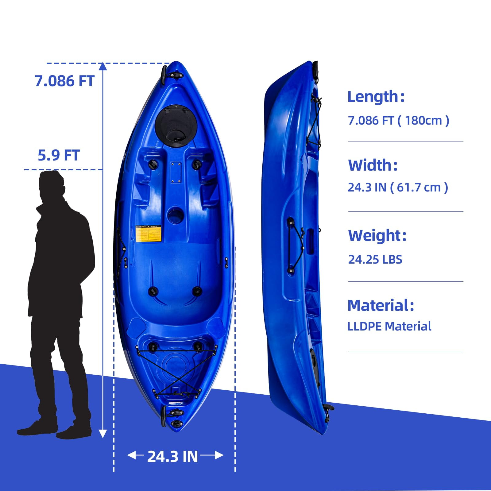 Danolapsi Kids Youth Kayaks, 7FT Sit on Top Fishing Kayak for Child with Paddle, Capacity of 88LBS, Hard Shell Recreational Ocean Kayak
