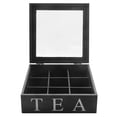 thumbnail image 1 of Wooden 9 Grids Tea Box Tea Bags Container Storage Box Square Gift Box Case Transparent Top Lid Jewe, 1 of 4