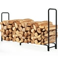 thumbnail image 1 of Gymax 8 Feet Outdoor Steel Firewood Log Rack Wood Storage Holder for Fireplace Black, 1 of 10