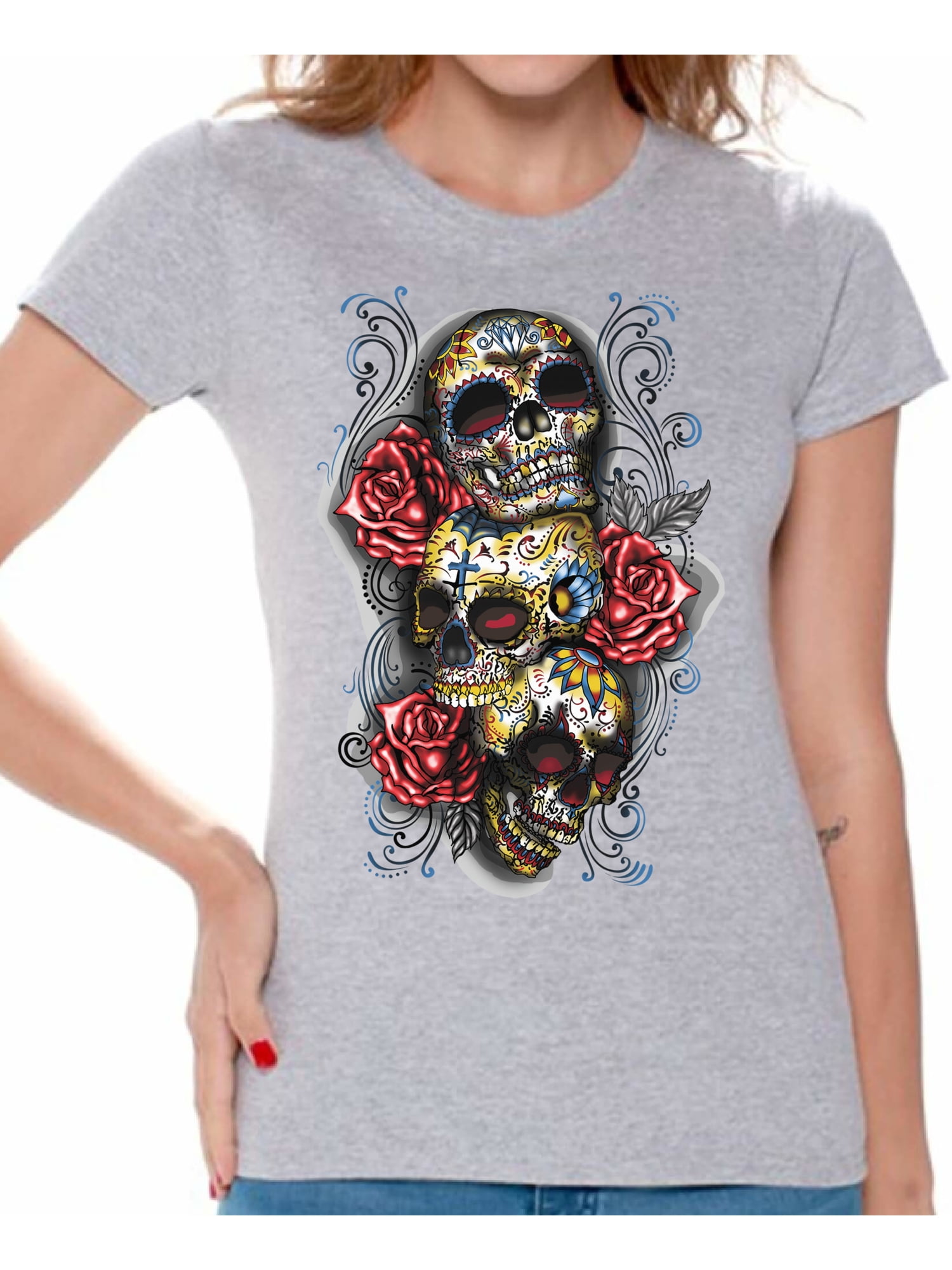 women's sugar skull shirts