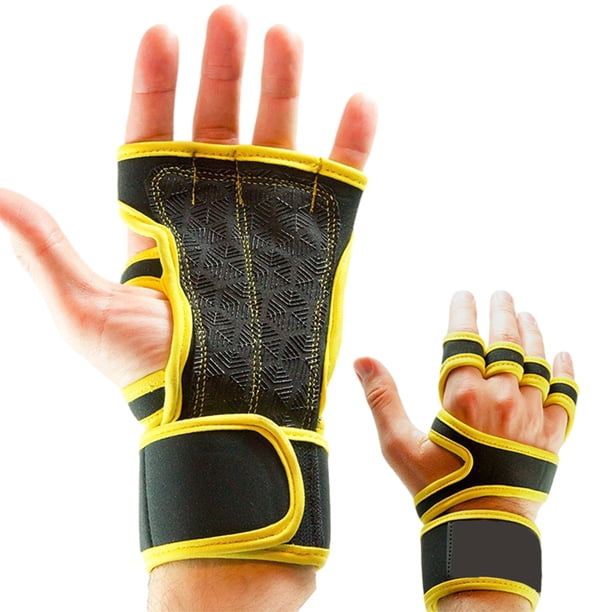 Eigraketly 2 unids/set guantes transpirables de levantamiento de pesas para entrenamientos sin sudor guantes de gimnasio Fitness cómodos Ropa Deportiva, Zapatos Amarillo l