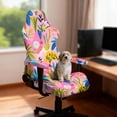 thumbnail image 2 of SCRAWLGOD Graffiti Floral Palm Tree Print Pink Print Gaming Chair Cover with Armrest Cover, Soft Computer Chair Slipcover with Armrest Cover Anti Slip Rotating Chair Protection with Elastic Band, 2 of 7