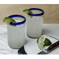 thumbnail image 2 of Juego de 6 vasos de vidrio Dos Sueños de 414 ml con borde azul, 2 of 9