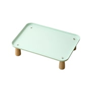Elevated Pet Feeder Stand, Raised Dog Bowl Holder with Wide Square Platform, Feeding Shelf for Cats & Small Dogs, Ergonomic Neck Protection Design for Healthy Dining, Kitchen & Indoor Use, Green