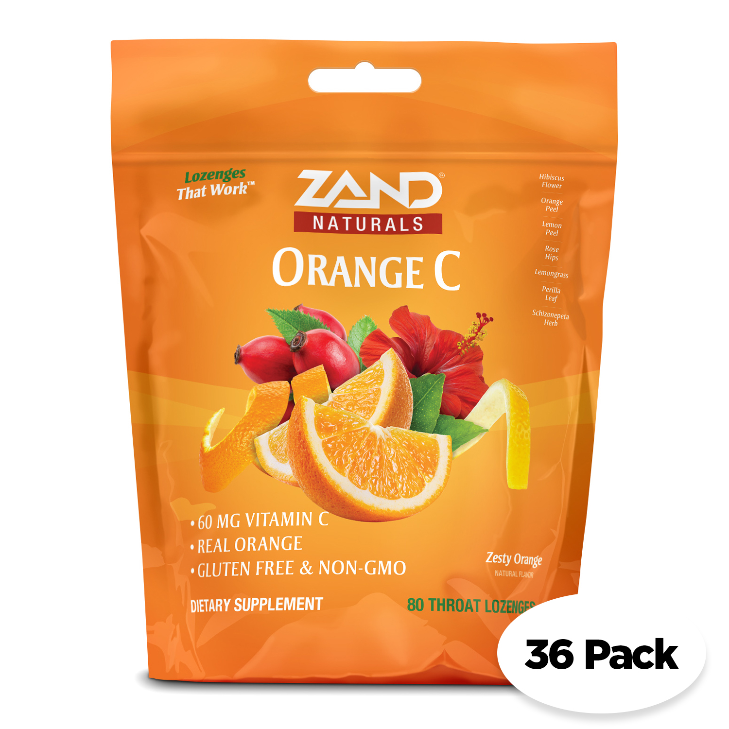 Zand Immunity Orange C HerbaLozenge Vitamin C Throat Drops w