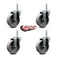 thumbnail image 2 of 4 Inch Semi Steel Wheel Swivel 3/4 Inch Threaded Stem Caster Set Service Caster, 2 of 2