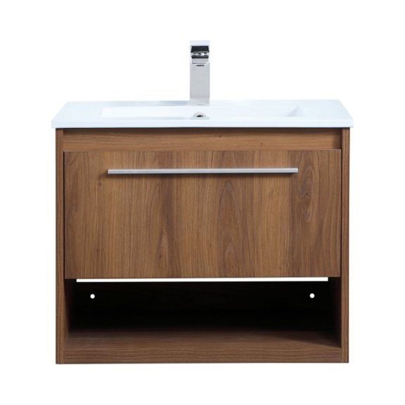 24 inch Single Bathroom Floating Vanity in Walnut Brown