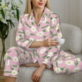 thumbnail image 5 of JUNZAN Daisies Flowers Print Womens Pajama Sets,Long Sleeve Button Down for Women Pjs 2 piece, 5 of 7