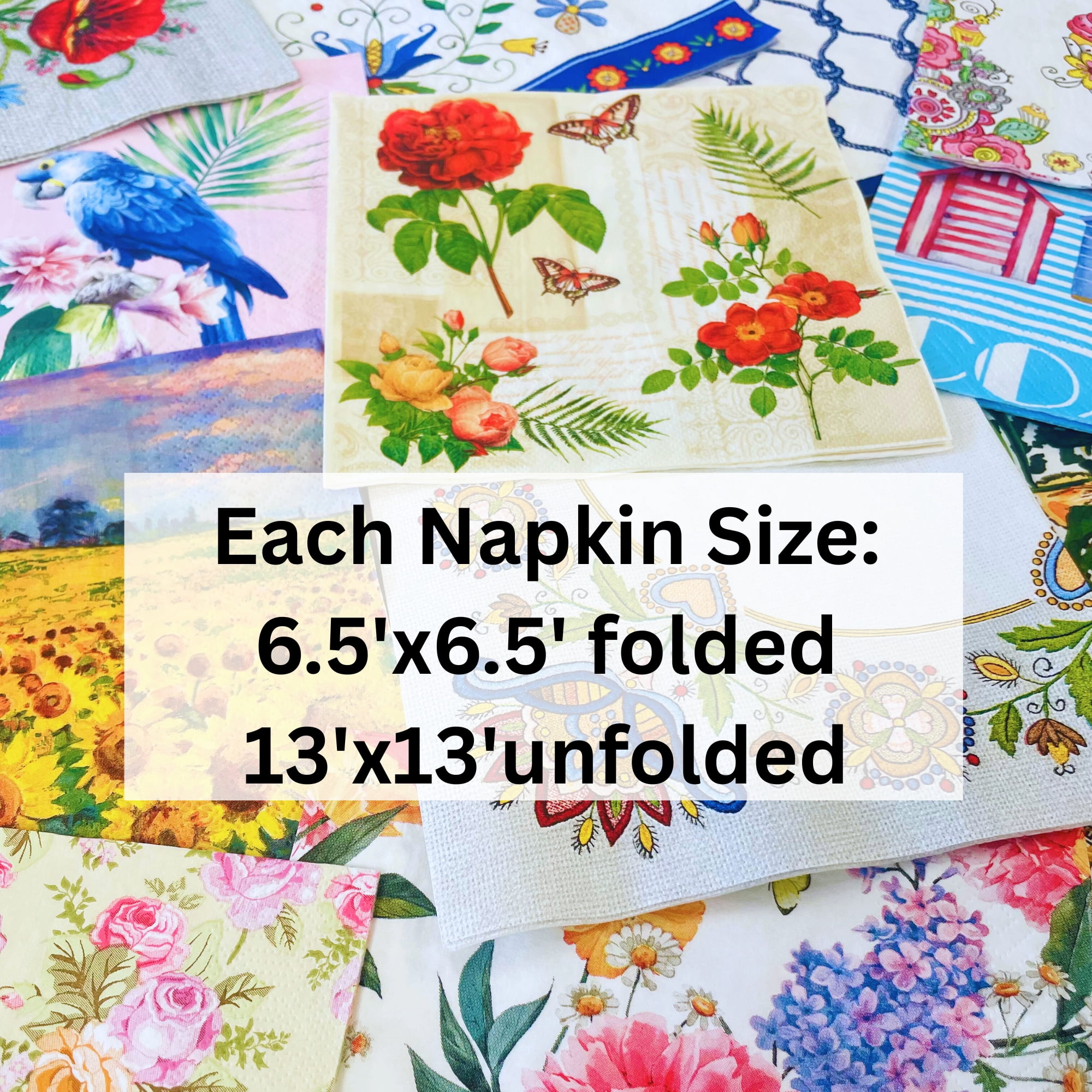 Keep Unique Decoupage Napkins, Mystery Pack of Random Paper Napkins, Assorted Color, 80 pcs