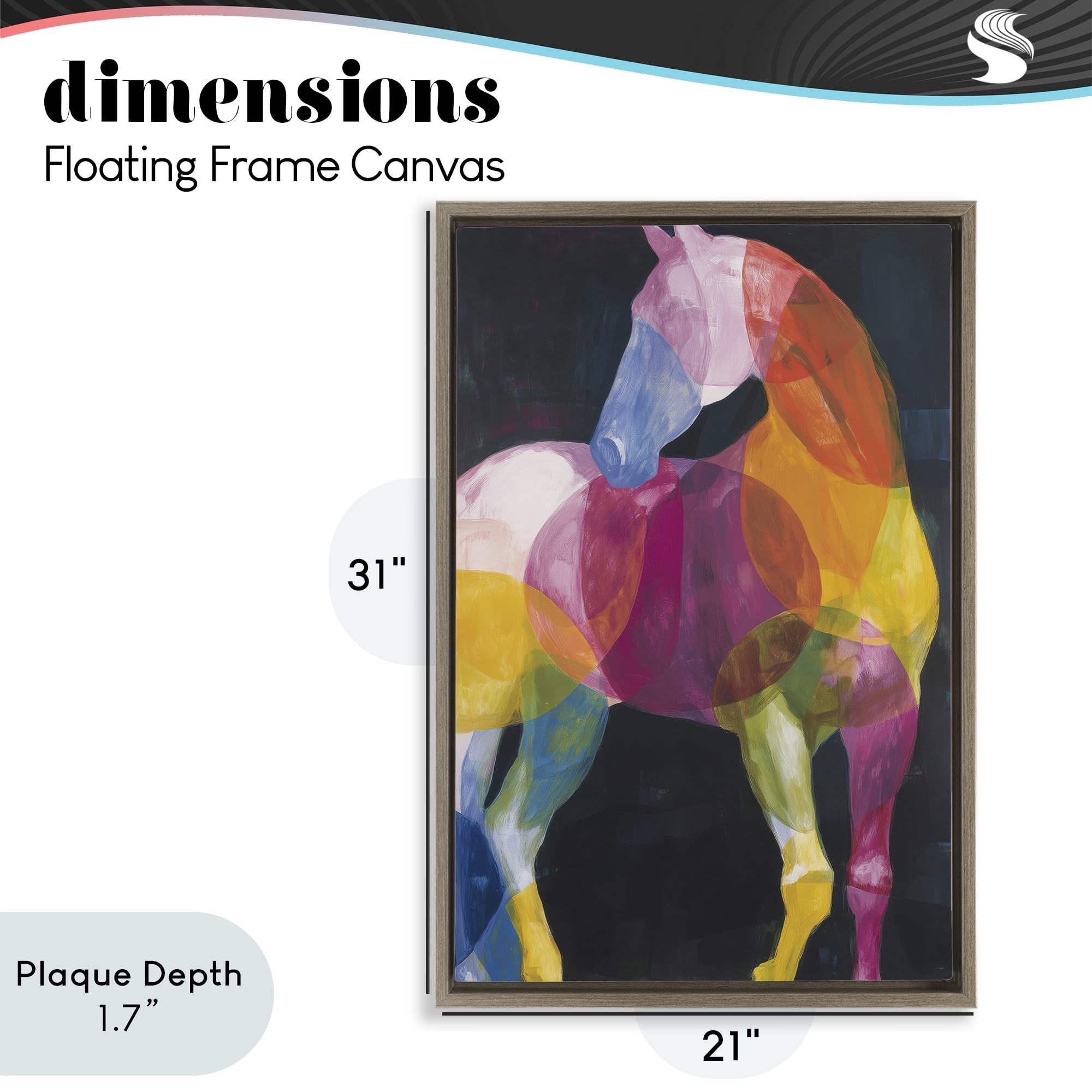 Stupell Industries Prism Horse Abstraction Brown Framed Floater Canvas Wall Art, design by Chromatic Storm Studio