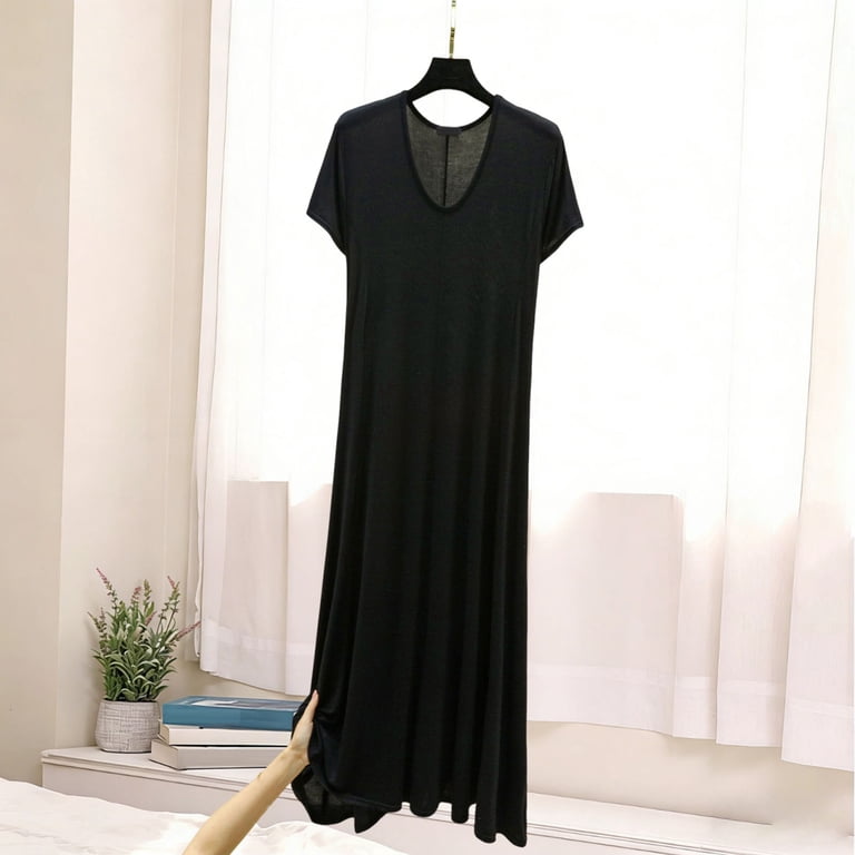 maxi dress pajamas Petite Plume Women's Pima Clara Nightgown in Navy L