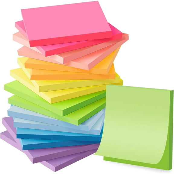 16 Pack Sticky Notes 3x3in, Self-Stick Pads Bright Colors Sticky Note, Easy to Post for Home, Office, Notebook