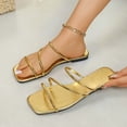 thumbnail image 6 of HomeDM Women's Flat Sandals Strappy Square Open Toe Slide Sandals Dressy Comfortable Slip On Beach Sandals for Summer, Gold Size 8.5, 6 of 6