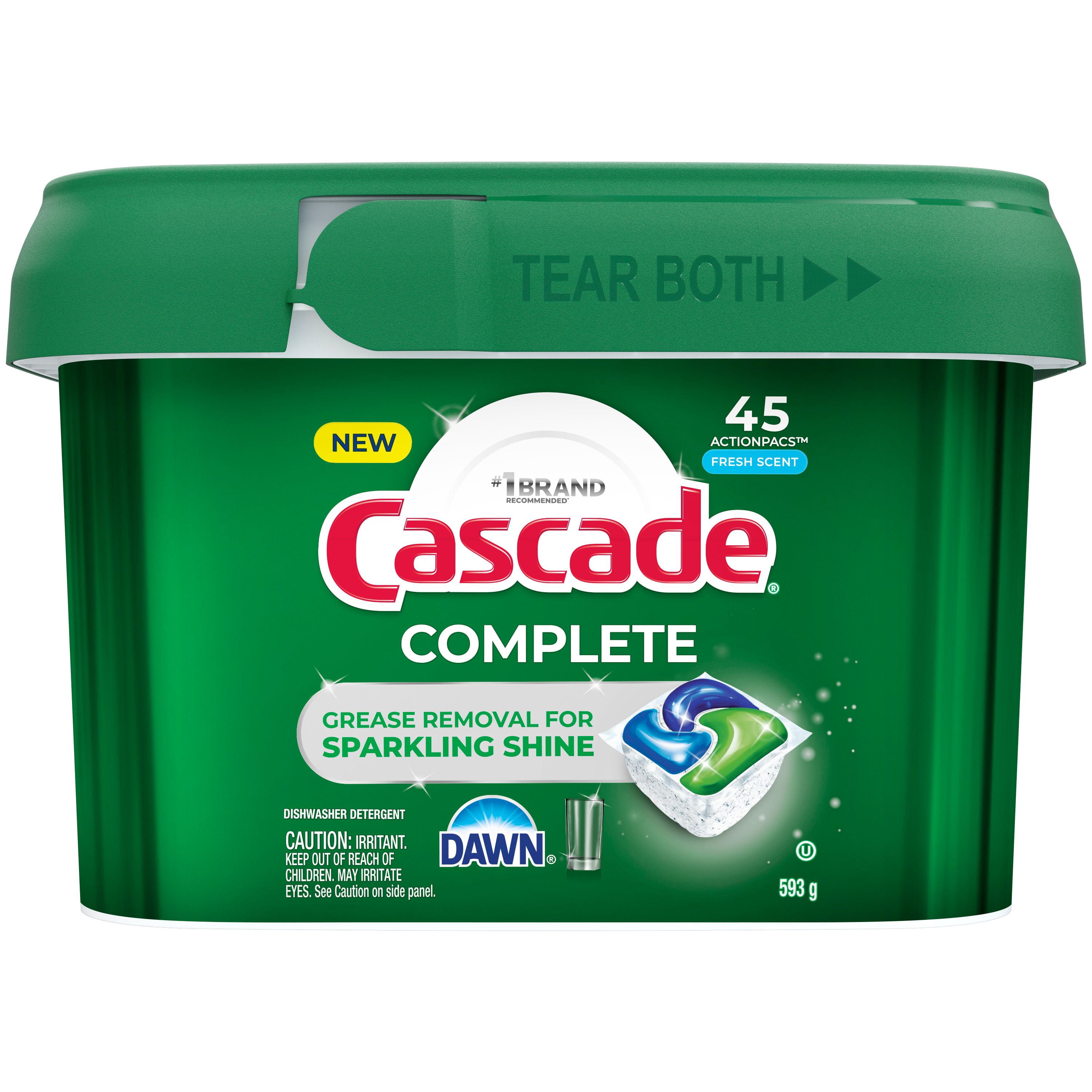 Cascade Complete Action Pacs, Dishwasher Detergent, Fresh 45CT