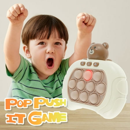 

GUSTVE Push Pop Game Machine Light-Up Electric Push Pop Toy with 4 Playing Modes Battery Powered Portable Decompression Toy for Kids Teenagers Adults