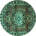 thumbnail image 1 of Ahgly Company Machine Washable Indoor Round Persian Turquoise Blue Traditional Area Rugs, 4' Round, 1 of 4