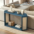 thumbnail image 6 of CATLK 53.54" Rattan Console Table with Open Shelf, Narrow Sofa Table Entryway Table for Hallway, Living Room, Antique Blue, 6 of 9
