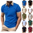 thumbnail image 2 of Mens Shirts Short Sleeve, Mens Fashion Color Block Shirts Casual Short Sleeve T Shirt Striped Lightweight Comfy Golf Shirts Summer Tops, 2 of 4