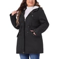 thumbnail image 4 of Abrigos Parkas de Talla Grande para Mujeres GRACE & GRANDEUR, Chaquetas Forradas de Piel Sintética, Abrigos Largos Casual Anorak con Capucha 2X Negro, 4 of 6