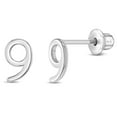 thumbnail image 1 of Boucles d'Oreilles pour Enfants / Enfants / Fille Numéro 9 Polies à Vis - Argent Sterling, 1 of 4