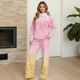 thumbnail image 4 of Uorisanigo Shinny Pink 2 Piece Mock Neck Sweatshirt Wide Leg Sweatpants Lounge Hoodie Sweatsuit Sets Oversized Sweat Shirt Casual Pant Set Tracksuit Loungewear Travel, 4 of 8