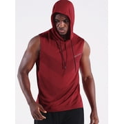 NELEUS Mens Workout Tank Tops with Hoodie Sleeveless Running Muscle Shirts 3 Pack,Gray+Blue+Red,US Size L