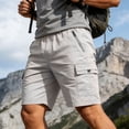thumbnail image 3 of Cargo Shorts for Men Elastic Waist Straight Leg Loose Fit Casual Knee Length Hiking Work Shorts with Pockets, 3 of 7