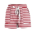 thumbnail image 4 of YLOMAY Woman Shorts Casual Summer Women Short Pants Elastic High Waist Pocket Drawstring Shorts Stripe Comfortable Shorts Lady Loose Fit Beach Wear Red L, 4 of 5