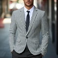 thumbnail image 2 of Qiggri Stripes Blazers for Men's Slim Fit Single Breasted Business Color Block Sports Coat, 2 of 7