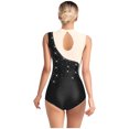 thumbnail image 3 of SiiRoh Women's Gymnastics Leotard One Piece Sleeveless Rhinestones Bodysuit for Ballet Dance Skating Black XXL, 3 of 6