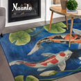 thumbnail image 2 of GZHJMY Japan Japanese Area Rug 4'x6', Colorful Carp Koi Fish Painting Polyester Area Rug Mat for Living Dining Dorm Room Bedroom Home Decorative, 2 of 6