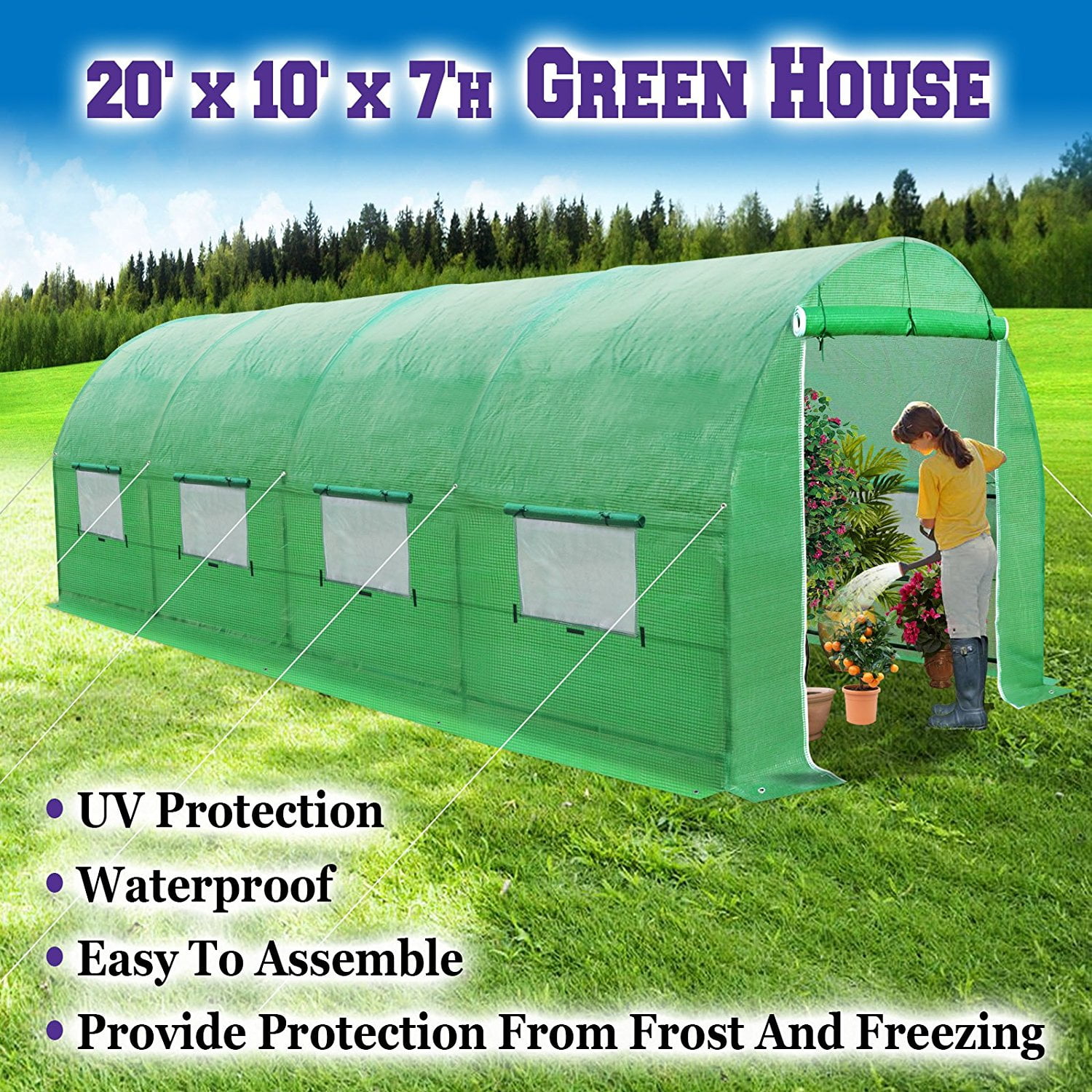 Sunrise 20'X10'X7' Large Walk In Outdoor Plant Gardening Greenhouse by Sunrise Umbrella Inc
