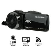 Vivitar WiFi 4K HD Digital Video Camera with Built-In Night Vision and 3" Touch Rotational Display for Vlogging