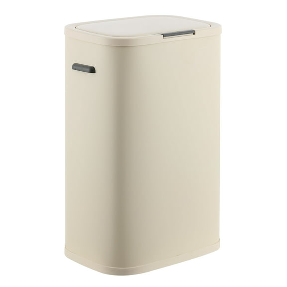 happimess Tammi Kitchen 14.5-Gallon Slim Metal Push Button Trash Can, Limestone Beige, HPM1017D