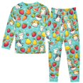 thumbnail image 2 of Dailycode Cotton Pajama Set Snug Fit Long Sleeve Top and Pants for 18M-8Y Cartoon Cats and Fruit, 2 of 7