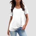 thumbnail image 4 of Womens T Shirts Summer Tops 2025 Solid Color Short Sleeve Crewneck Twist Knot Hem Casual Tees Tshirts Shirts for Women, 4 of 6