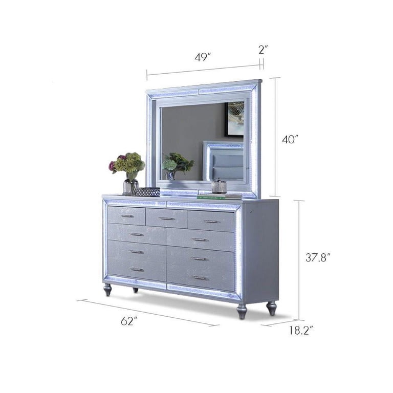 glitter dresser with mirror Reve & Belle & w/LED lights Silver Subclass:MIDI